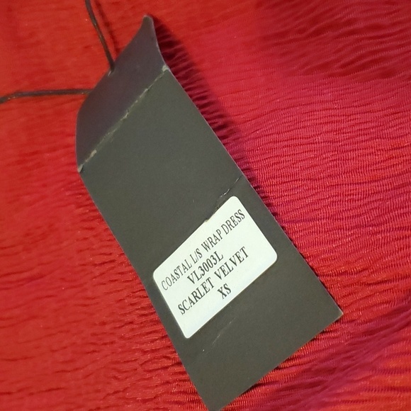 Vacate Coastal Crushed Red Velvet Wrap Dress SZ XS - Picture 7 of 9